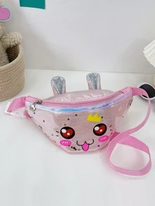 Niñas Riñonera de color metálico con estampado de dibujos animados - Rosa Pálido - Ver 1