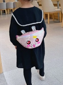 Niñas Riñonera de color metálico con estampado de dibujos animados - Rosa Pálido - Ver 2