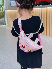 Niñas Riñonera de color metálico con estampado de dibujos animados - Rosa Pálido - Ver 4