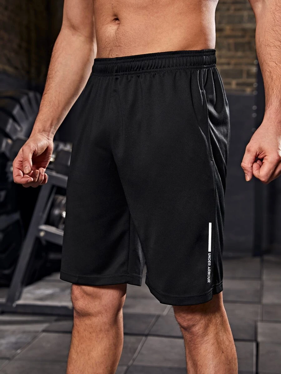 Manfinity Sport Corelite Quần short thể thao co giãn in họa tiết chữ Boyfriend Style dành cho nam, quần short tập gym - màu đen - Xem 1