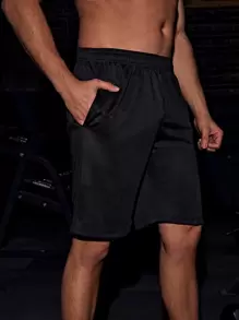 Manfinity Sport Corelite Quần short thể thao co giãn in họa tiết chữ Boyfriend Style dành cho nam, quần short tập gym - màu đen - Xem 3