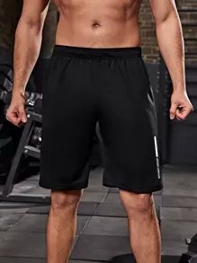 Manfinity Sport Corelite Quần short thể thao co giãn in họa tiết chữ Boyfriend Style dành cho nam, quần short tập gym - màu đen - Xem 4