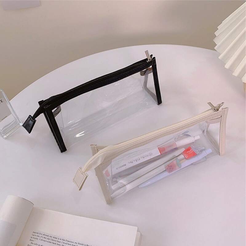

1pc Clear Pencil Bag, Multicolor