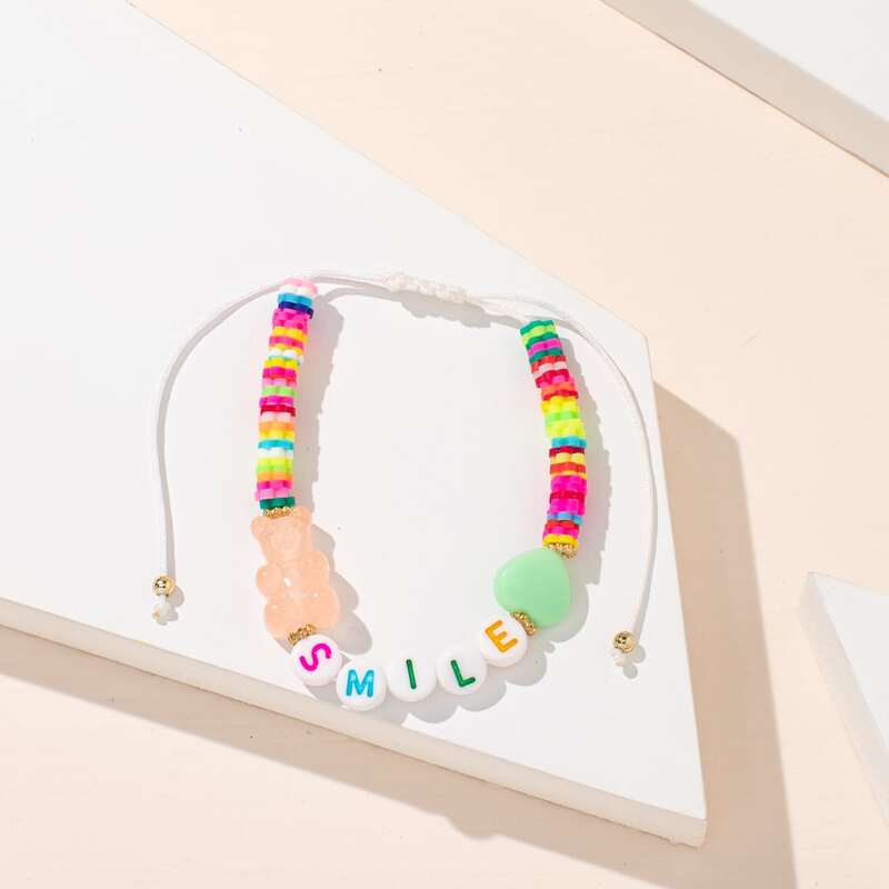 

1pc Letter Graphic Bracelet, Multicolor