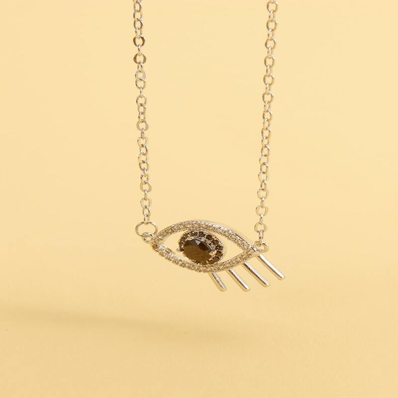

Eye Pendant Necklace, Silver