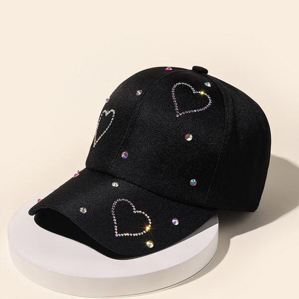 

Heart Decor Baseball Cap, Black