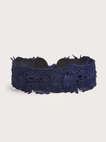 EMERY ROSE Flower Detail Corset Belt - Navy Blue - View 2
