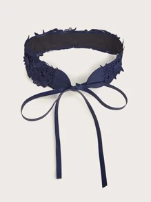 EMERY ROSE Flower Detail Corset Belt - Navy Blue - View 3