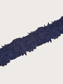 EMERY ROSE Flower Detail Corset Belt - Navy Blue - View 4