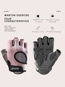 1pair Sports Half-finger Gloves - Pink - View 5