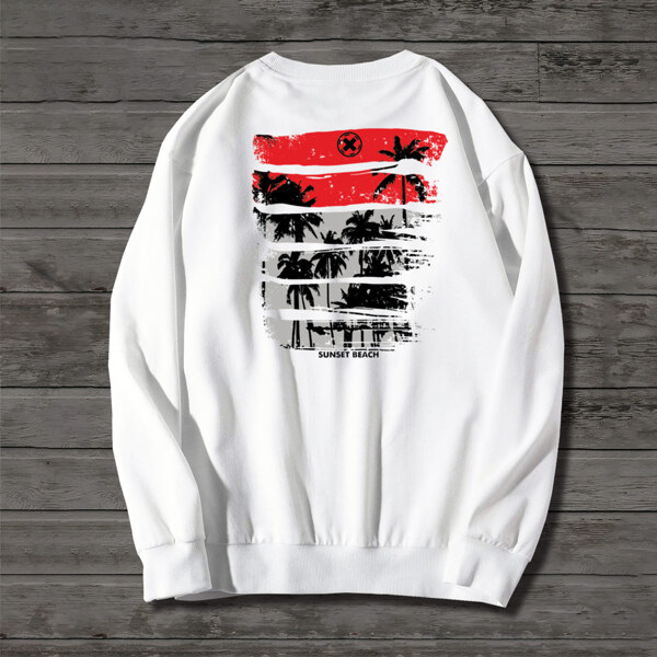 

Men Tropical Print Drop Shoulder Sweatshirt, White