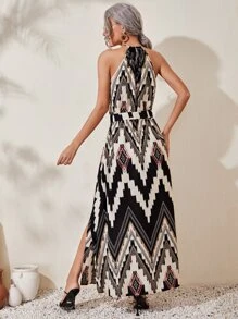 SHEIN VCAY Boho Geometrisch Jurk Riem Zijsplit
