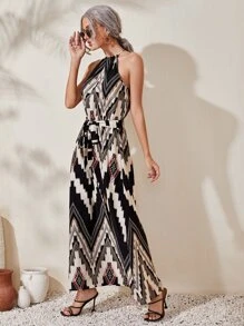 SHEIN VCAY Boho Geometrisch Jurk Riem Zijsplit