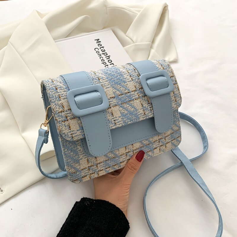 

Double Buckle Crossbody Bag, Blue