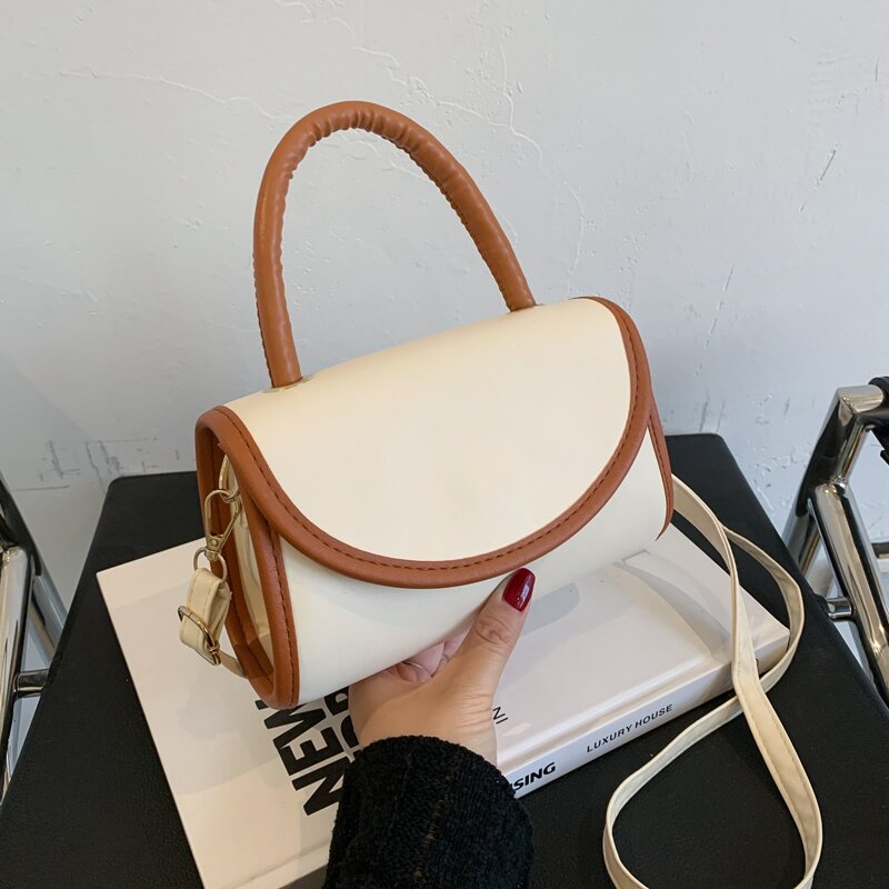 

Colorblock Satchel Bag, Beige