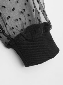 SHEIN Cazadora tipo bomber con cremallera de malla - Negro - Ver 4