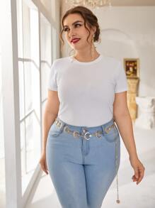 派对西部风情时尚月亮装饰加大码腰带，适合S码裤子，万圣节夏季学校穿着 - 金色 - 查看 2