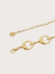 派对西部风情时尚月亮装饰加大码腰带，适合S码裤子，万圣节夏季学校穿着 - 金色 - 查看 3