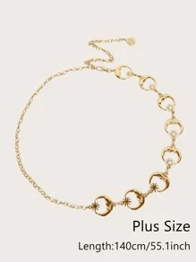 派对西部风情时尚月亮装饰加大码腰带，适合S码裤子，万圣节夏季学校穿着 - 金色 - 查看 6