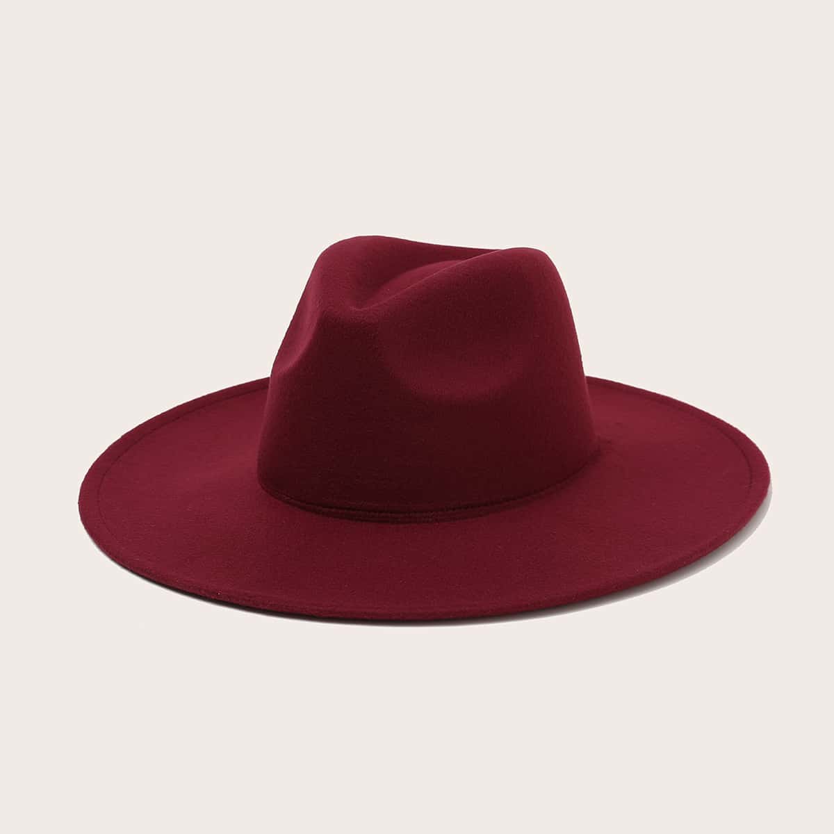

1pc Solid Floppy Hat, Burgundy