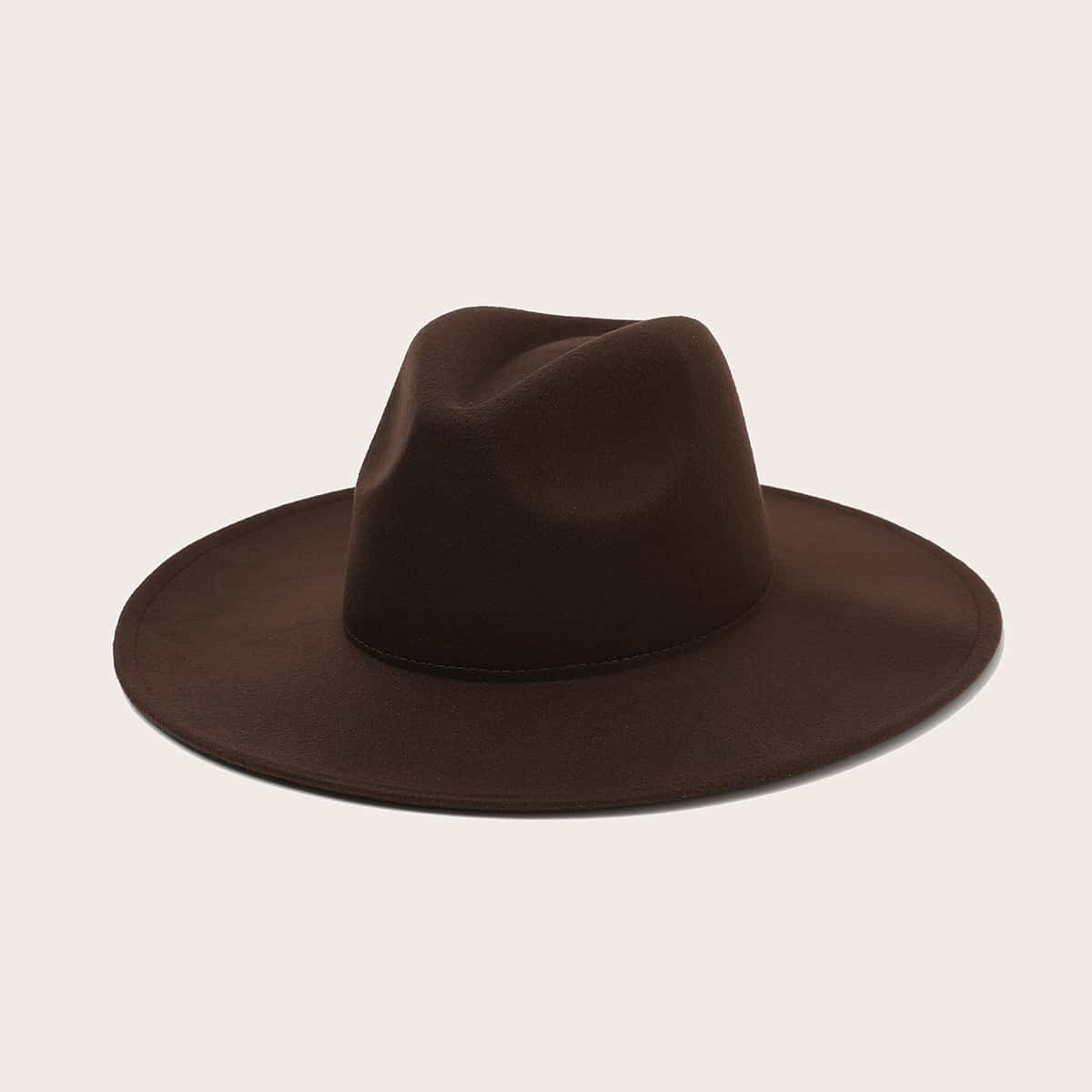 

1pc Solid Floppy Hat, Coffee brown