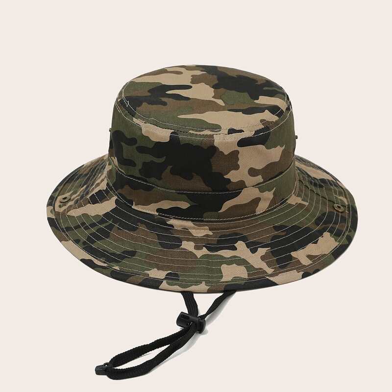 

Camo Pattern Bucket Hat, Multicolor