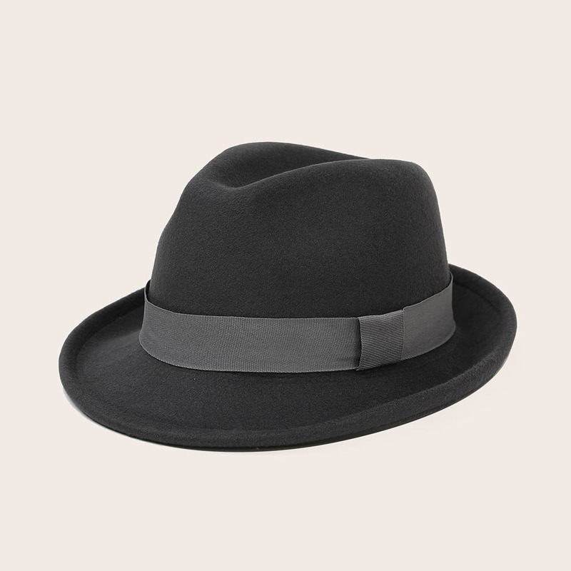 

Strap Decor Fedora Hat, Black