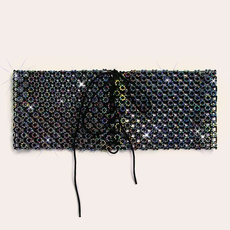 

Rhinestone Decor Corset Belt, Black