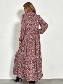 SHEIN Clasi Vestido con estampado de muslo con abertura sin cinturón - Multicolor - Ver 2