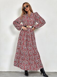 SHEIN Clasi Vestido con estampado de muslo con abertura sin cinturón - Multicolor - Ver 3
