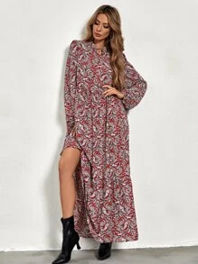 SHEIN Clasi Vestido con estampado de muslo con abertura sin cinturón - Multicolor - Ver 4