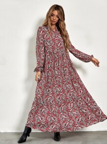 SHEIN Clasi Vestido con estampado de muslo con abertura sin cinturón - Multicolor - Ver 5