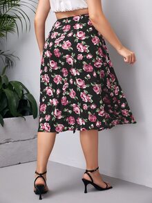 Váy Plus Size Tách cao Hoa Tất cả trên in Boho - Nhiều màu - Xem 2