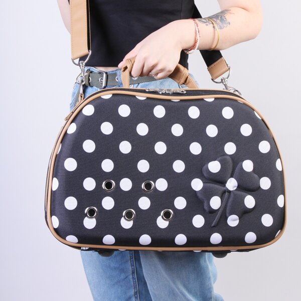 

Polka Dot Pattern Pet Carrier, Black