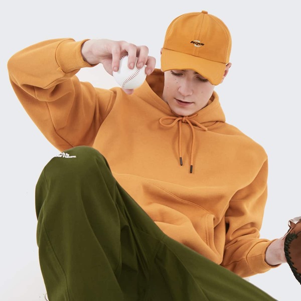 

Men Kangaroo Pocket Thermal Drawstring Hoodie, Mustard yellow