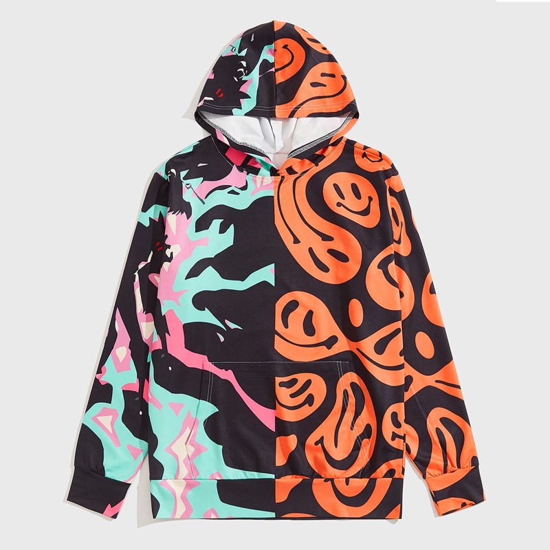 

Guys Graphic Kangaroo Pocket Hoodie, Multicolor