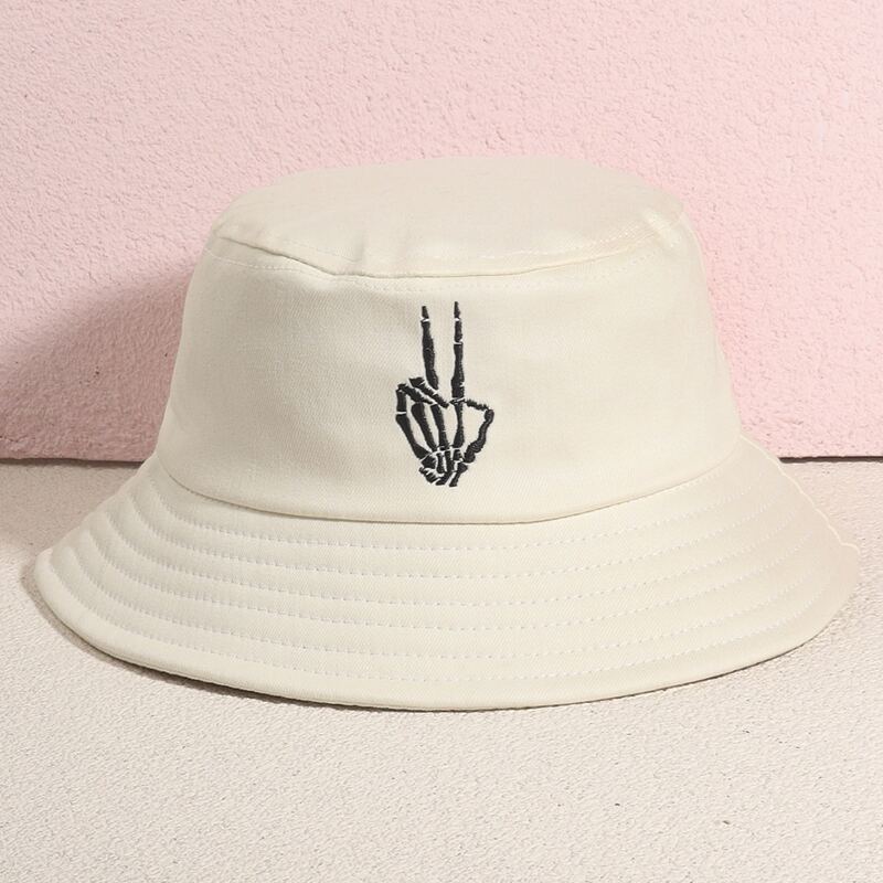 

Hand Embroidery Bucket Hat, White