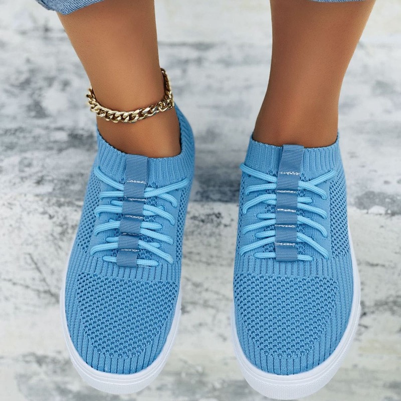

Lace Up Front Knit Sneakers, Blue