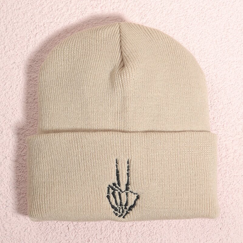 

Hand Embroidery Beanie, Beige
