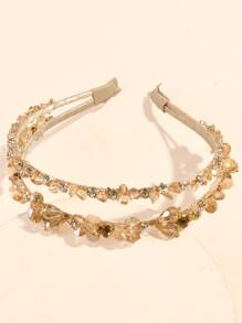 1入時尚優雅水晶髮帶女款，適合日常佩戴 - 香檳色 - 查看 1