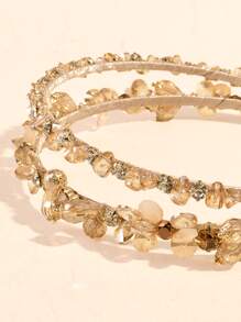 1入時尚優雅水晶髮帶女款，適合日常佩戴 - 香檳色 - 查看 3