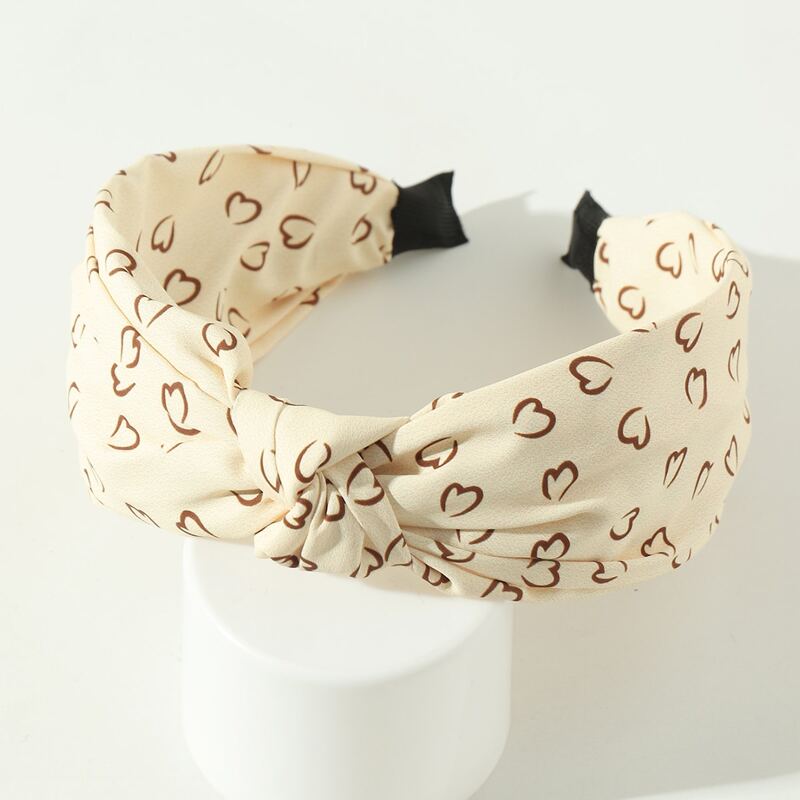 

Heart Print Hair Hoop, Beige
