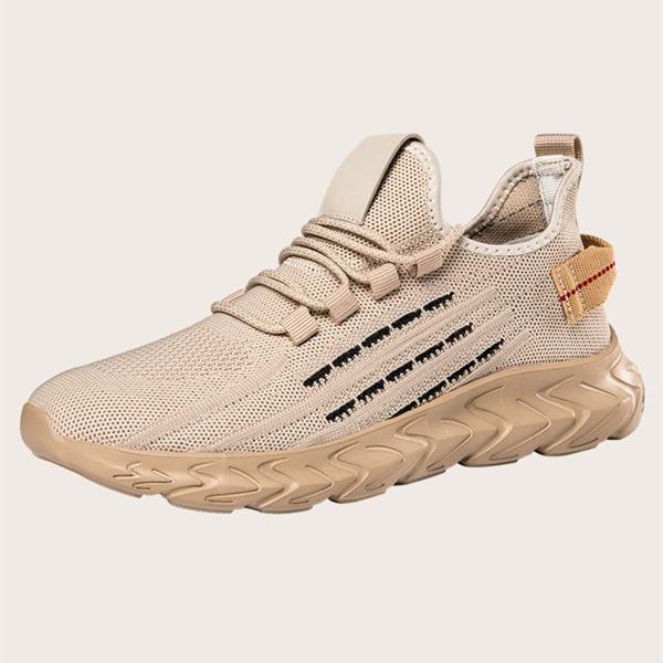

Men Two Tone Knit Detail Running Shoes, Khaki