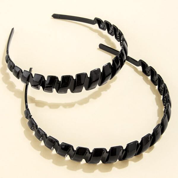 

2pcs Solid Hair Hoop, Black