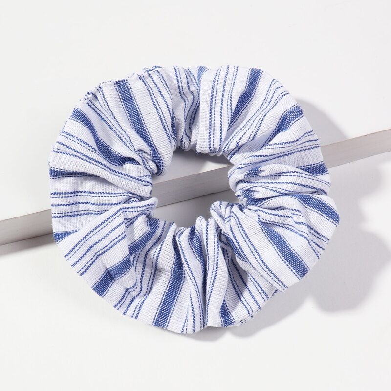 

Striped Print Scrunchie, Blue and white