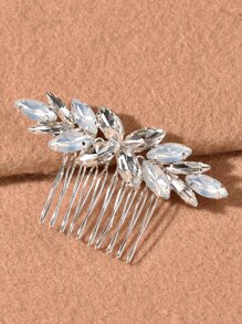 Lược kẹp tóc trang trí rhinestone - Bạc - Xem 1