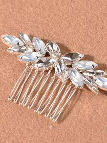 Lược kẹp tóc trang trí rhinestone - Bạc - Xem 3