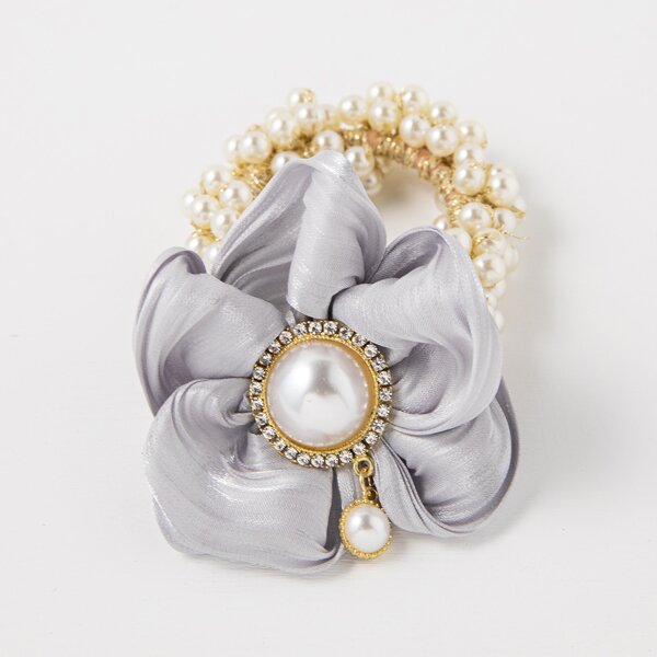 

Faux Pearl Decor Hair Tie, Grey