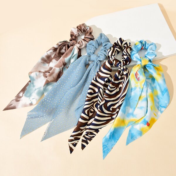 

4pcs Scarf Hair Tie, Multicolor