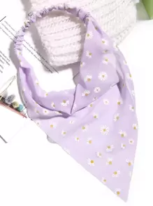 1 件雏菊头巾头带，波西米亚风弹性头巾，复古法式风格复古头带 - 淡紫色 - 查看 1